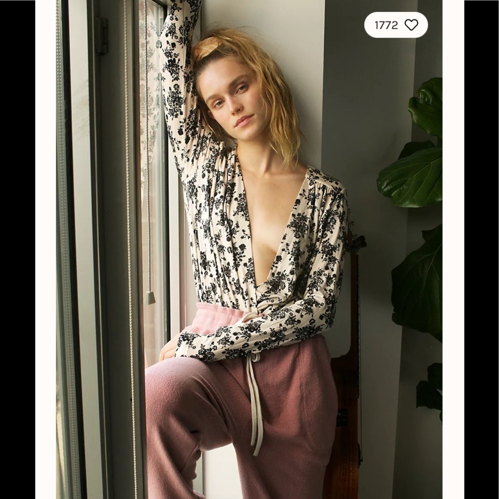 NWT Free People Printed Turnt Bodysuit
